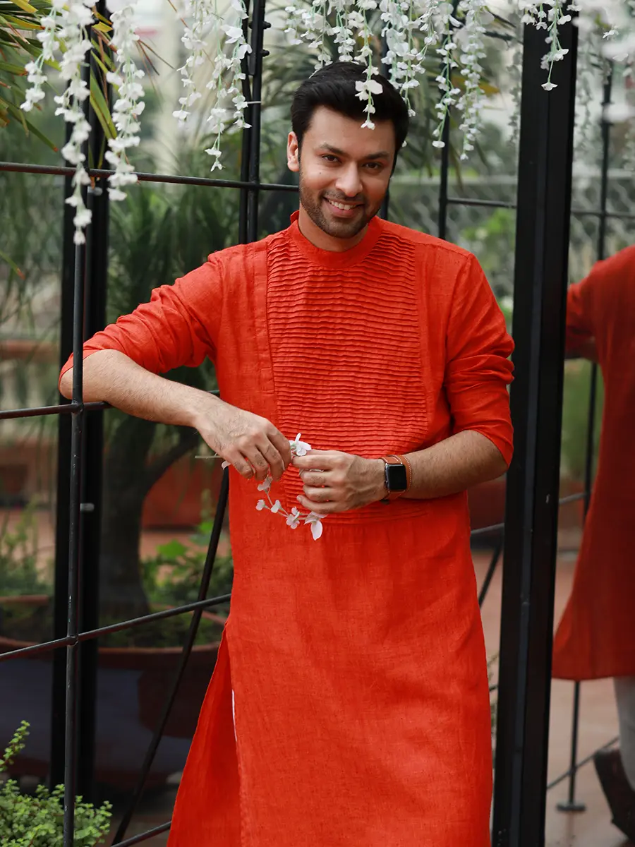 Men Madan Tangy Red Kurta