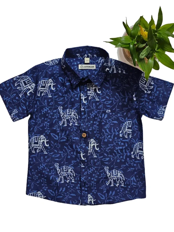 Desert Safari Blue Printed Shirt for Kids