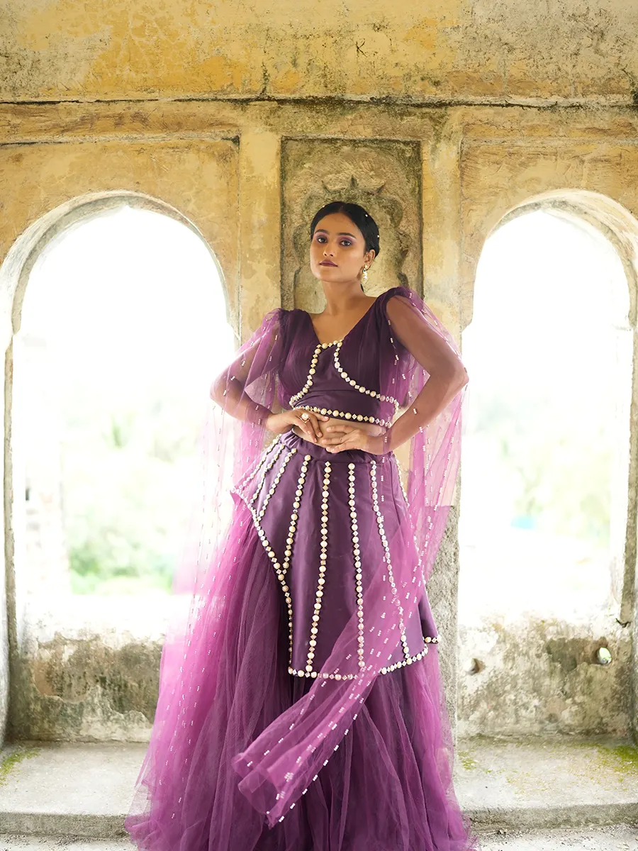 Purple Peplum Lehenga For Women