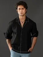 Black Linen Shirt for Men